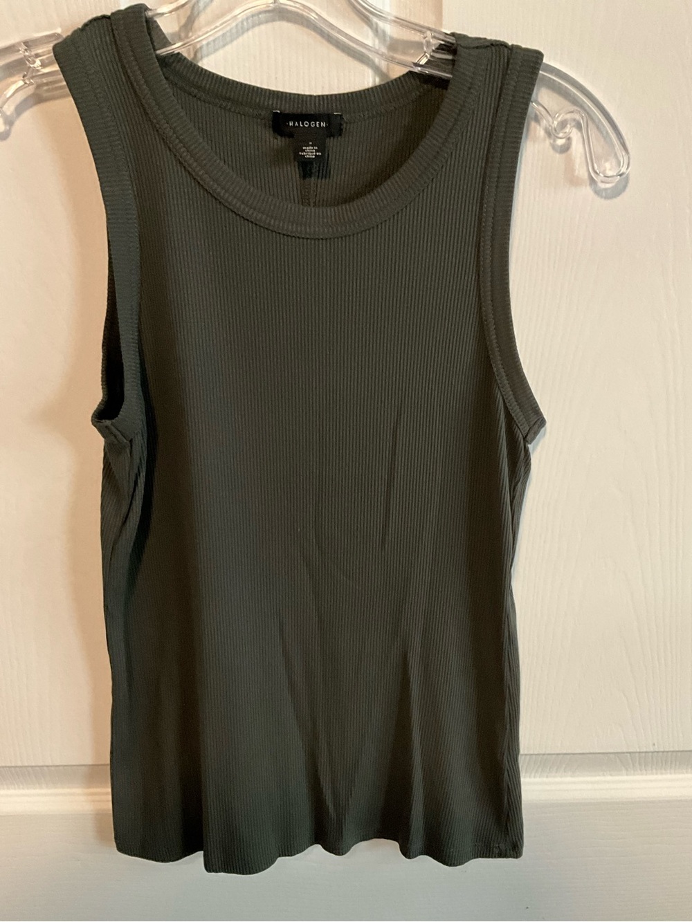 Halogen Olive Ribbed Crewneck Tank Size S